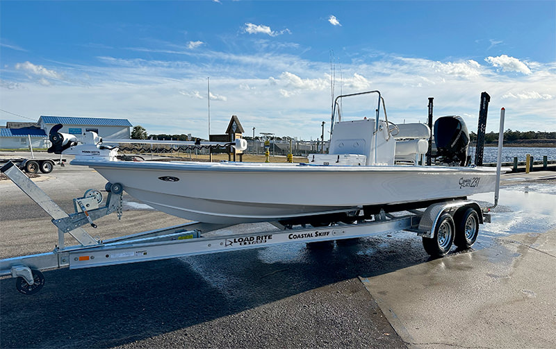 23′ Coastal Flats charter fishing boat.